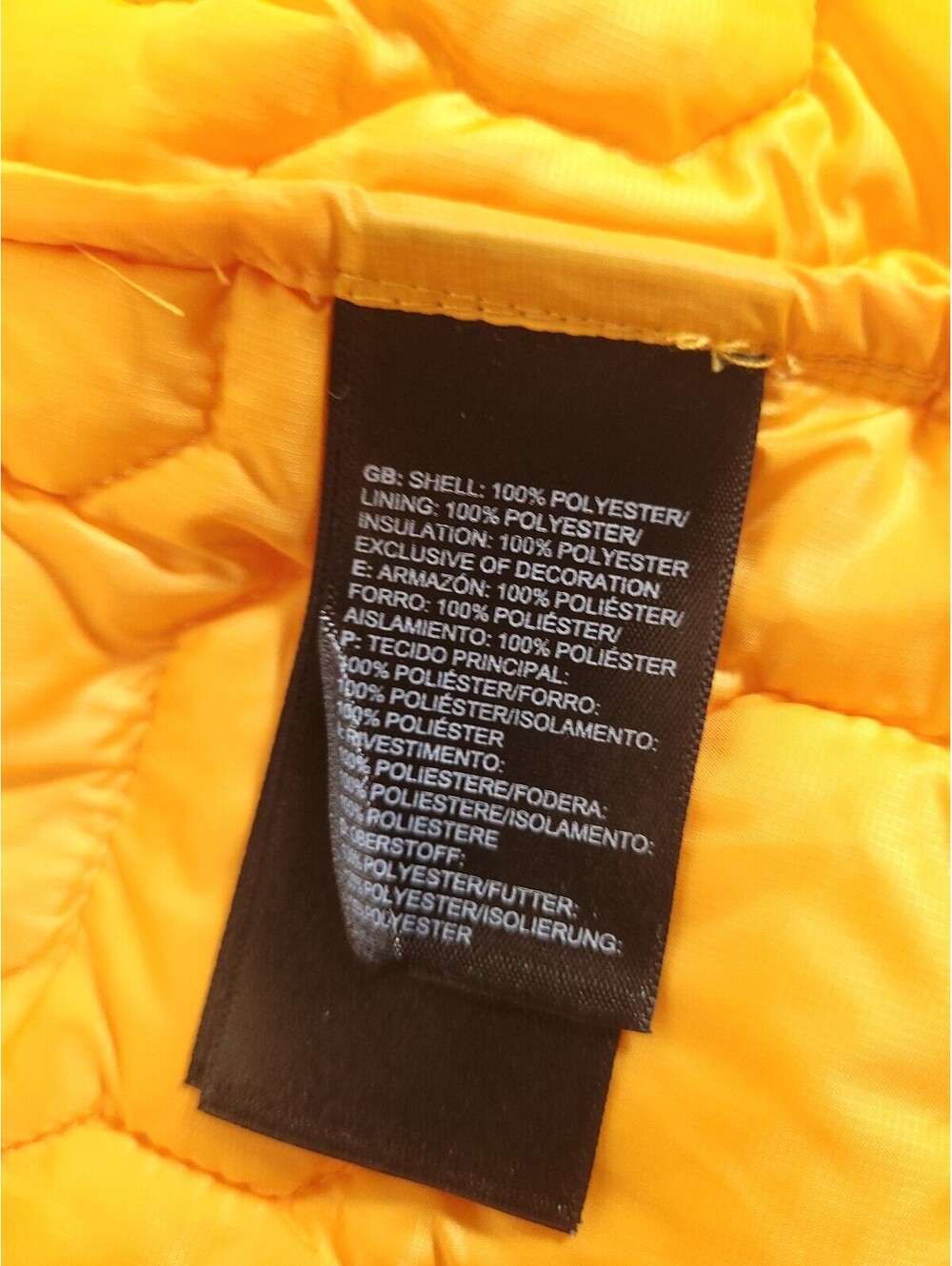 North face Thermoball puffer jacket mens small yellow hooded winter jacket - Picture 6 of 9